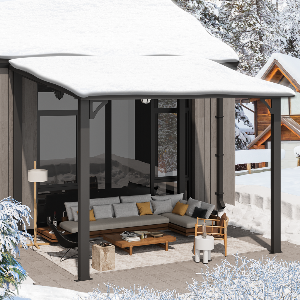 YODOLLA 10'x8' Pergola Hardtop Outdoor Gazebo for Patio, Small Heavy Duty Lean to Metal Pergolas, Galvanized Steel Gazebos Clearance