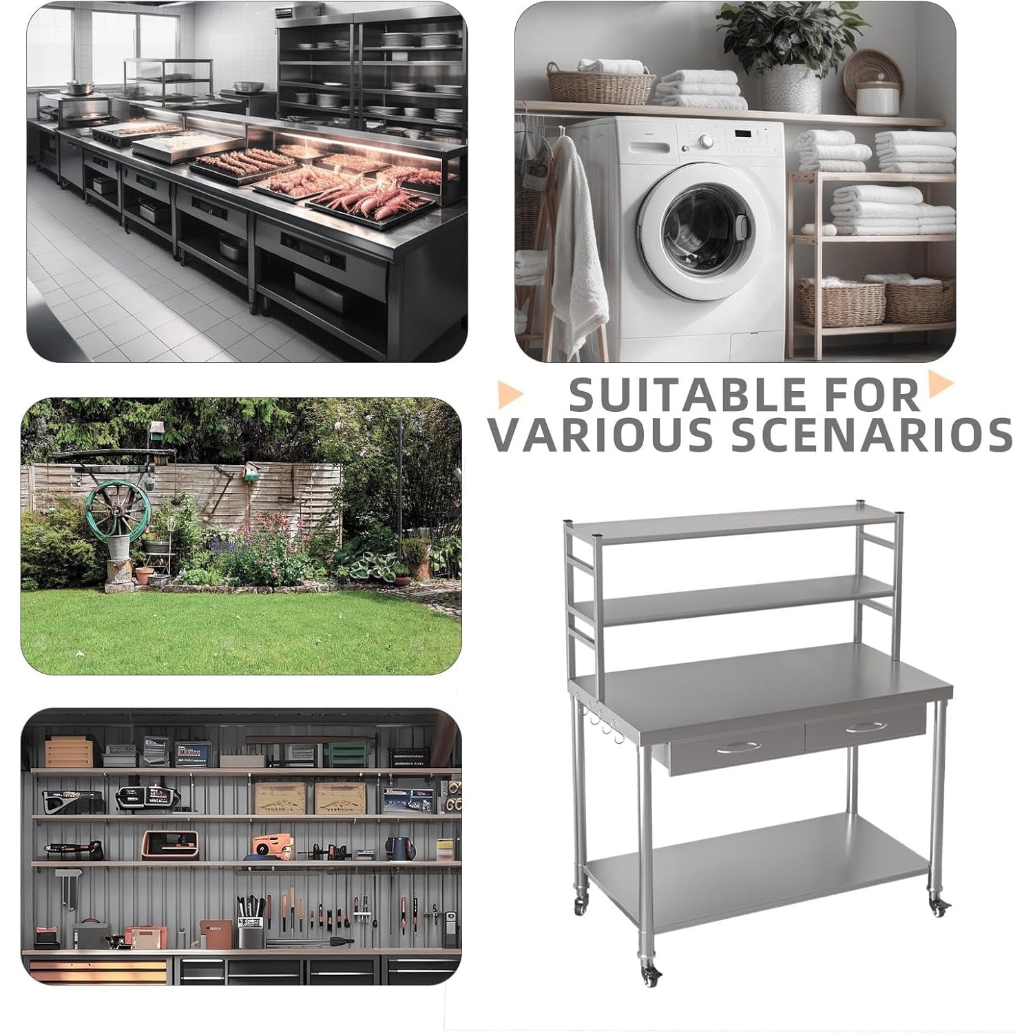 YODOLLA Stainless Steel Table with Shelves and Drawer 48"x24" Prep Table for Commercial Kitchenbest