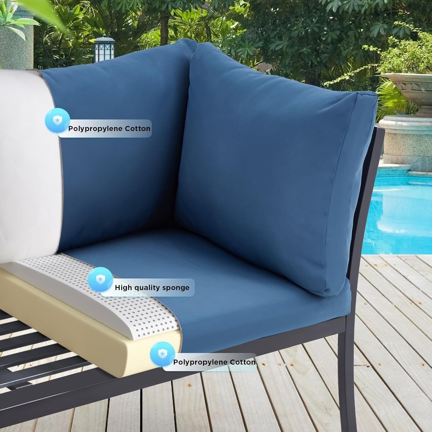 YODOLLA 7 Pieces Metal Patio Furniture Set, Dark Blue