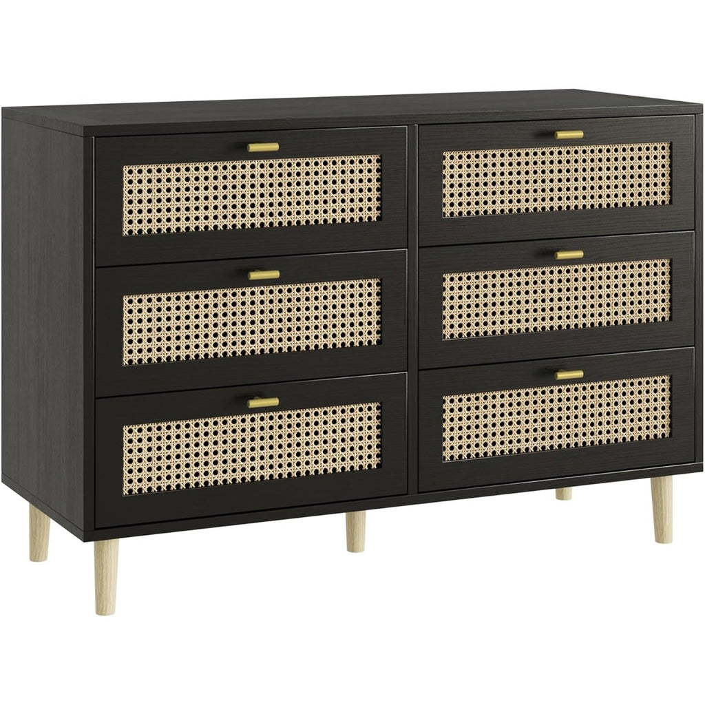YODOLLA Wicker Dresser 6 Drawer Rattan Dresser, Blackbest