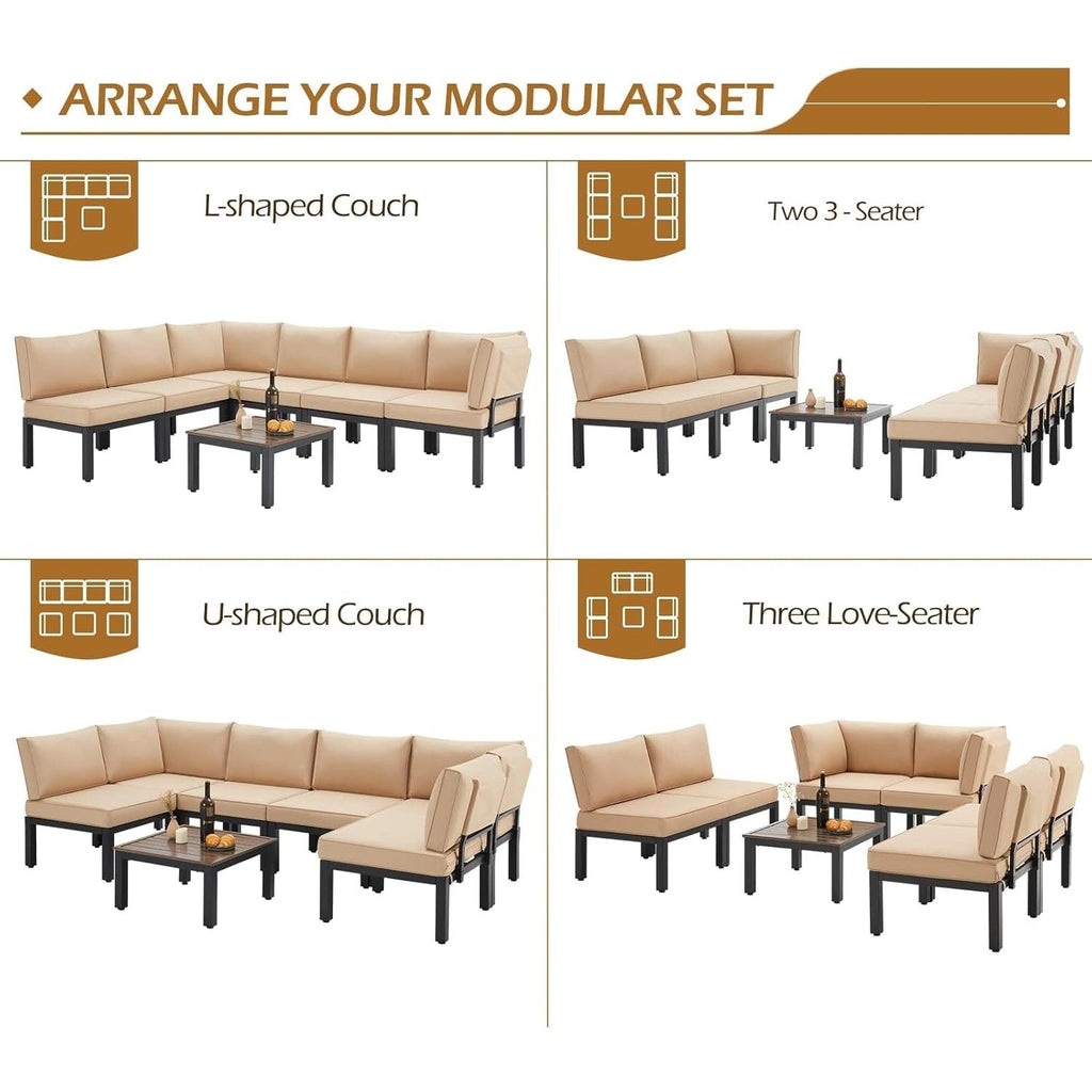 YODOLLA 7 Piece Outdoor Patio Furniture Set Metal Patio Sectional Conversation Sofabest