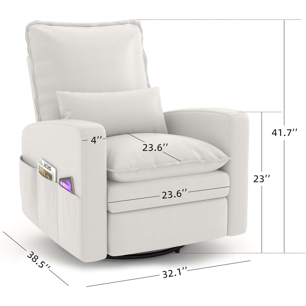 YODOLLA Rocking Chair Reclining Sofa Chair, Faux Leather Whitebest