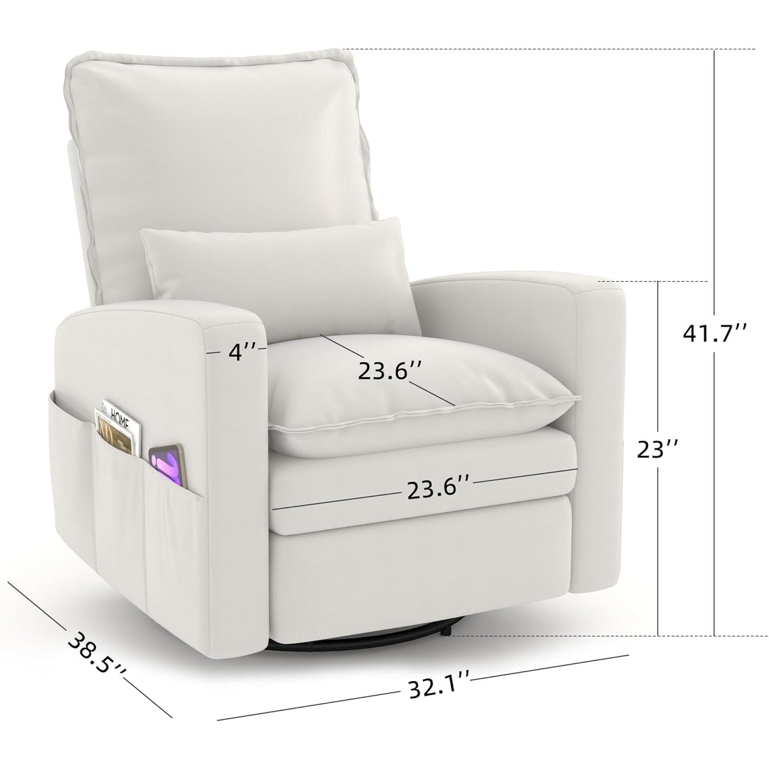 YODOLLA Rocking Chair Reclining Sofa Chair, Faux Leather Whitebest