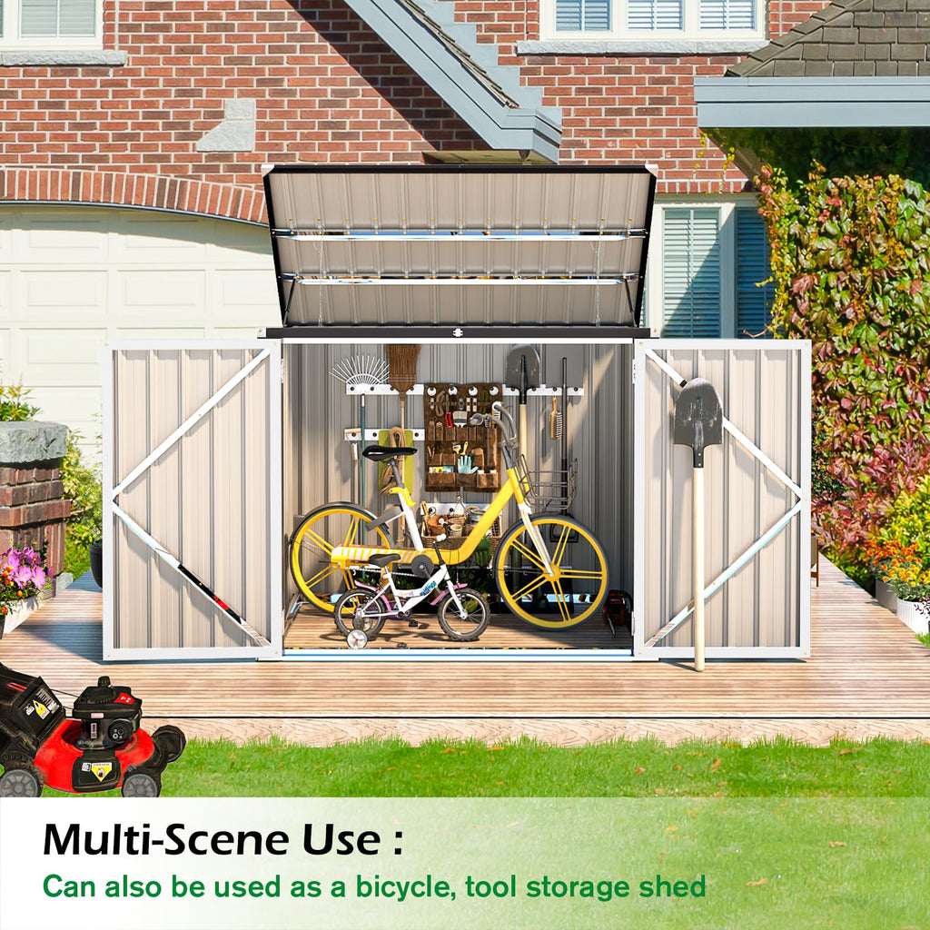 YODOLLA 46 Cu.Ft Outdoor Horizontal Storage Shed, White