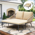 YODOLLA Outdoor Double Chaise Lounge Chair Convertible Patio Loveseat Sofa Couch