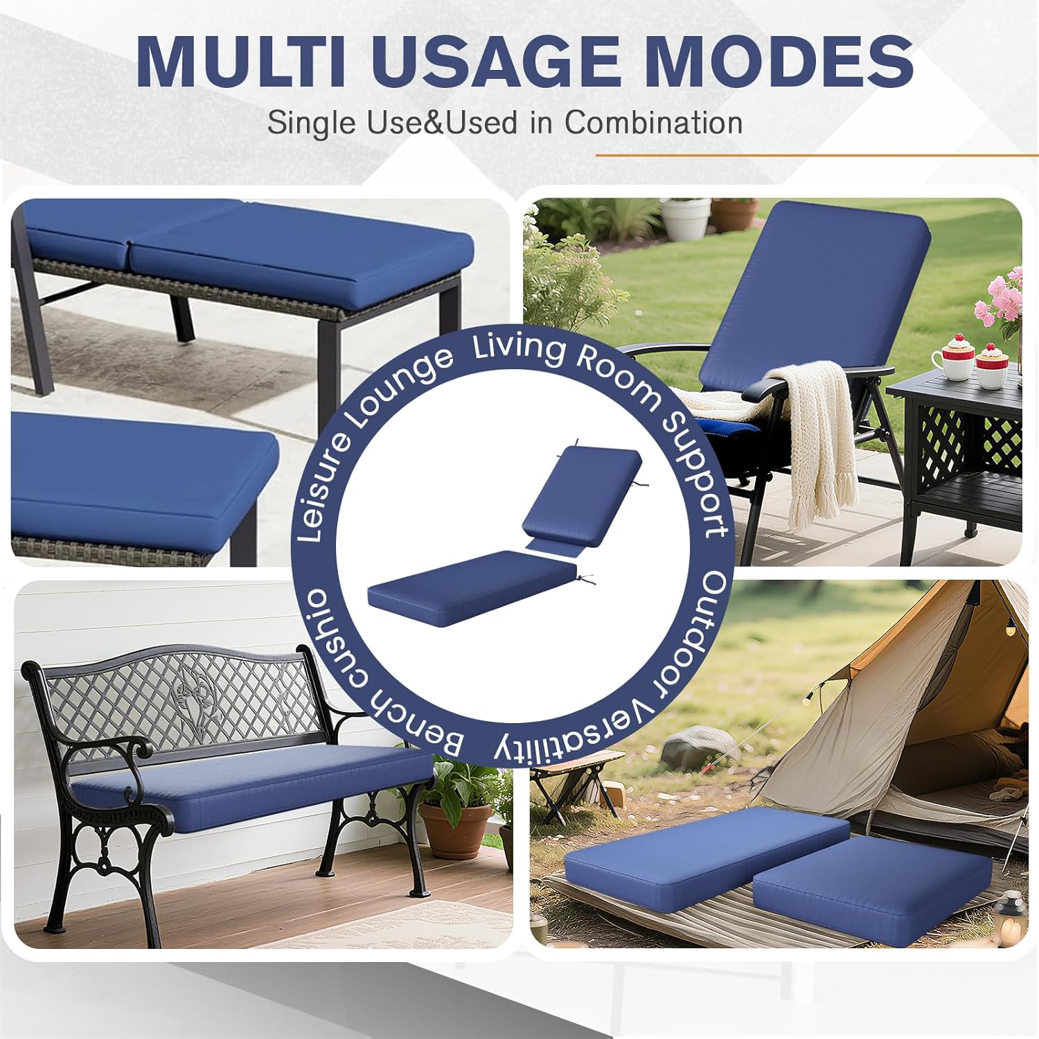 YODOLLA Chaise Lounge Cushions, Patio Sun Lounger Replacement
