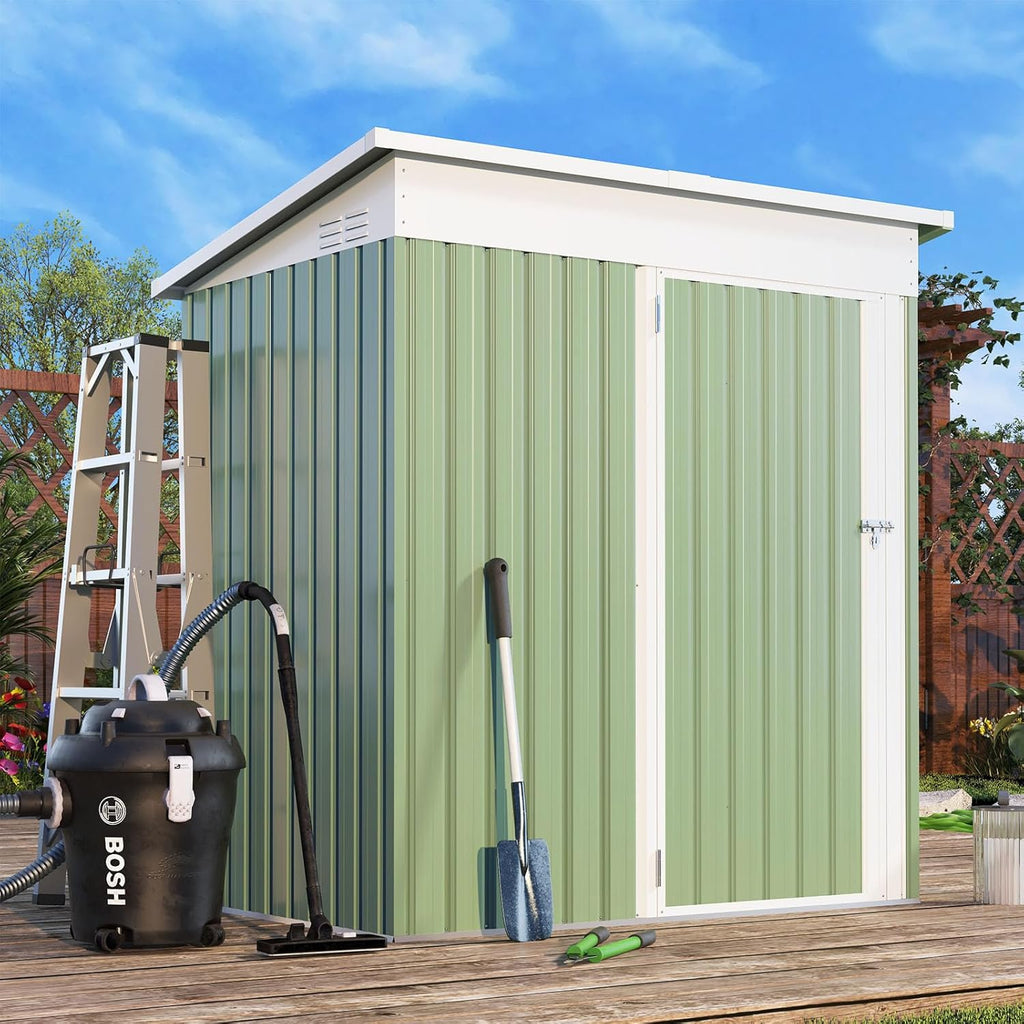 YODOLLA 5'x3' Green Metal Outdoor Storage Shed
