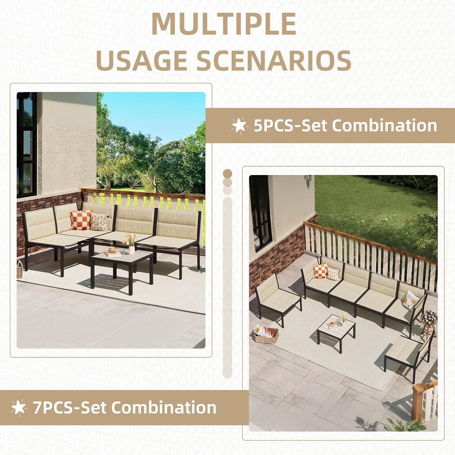 YODOLLA 7-Pc Sectional Patio Set Textilene Fabric, Yellowbest