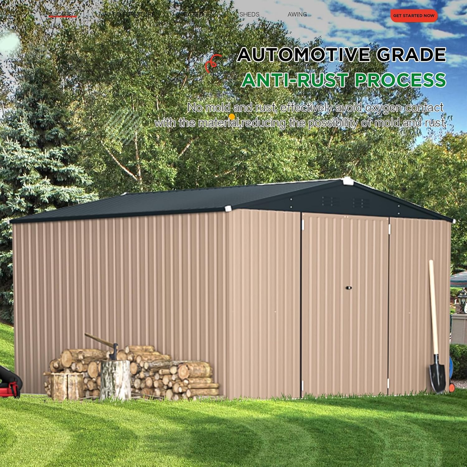 YODOLLA 9' x 10' Metal Storage Large Shed, Grey