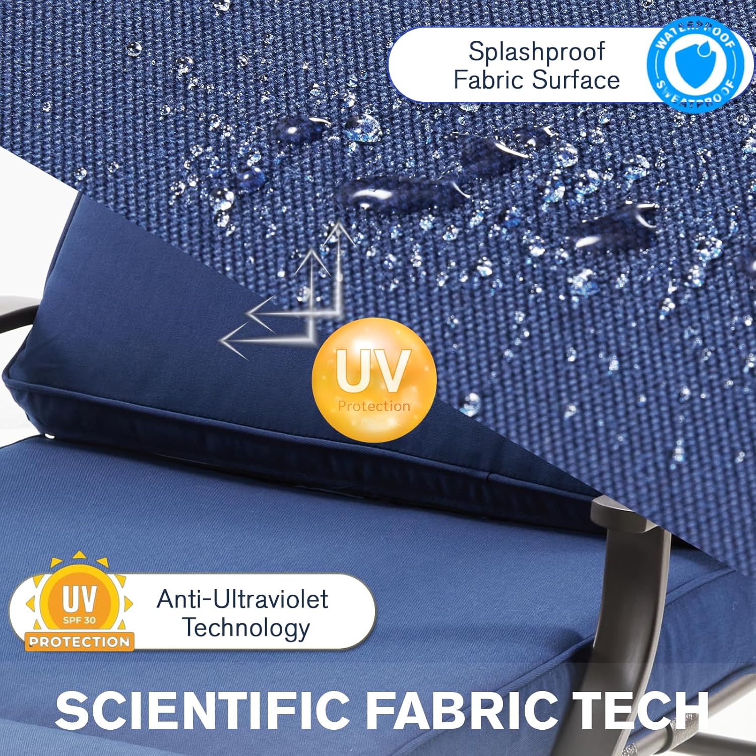 YODOLLA Chaise Lounge Cushions, Patio Sun Lounger Replacement