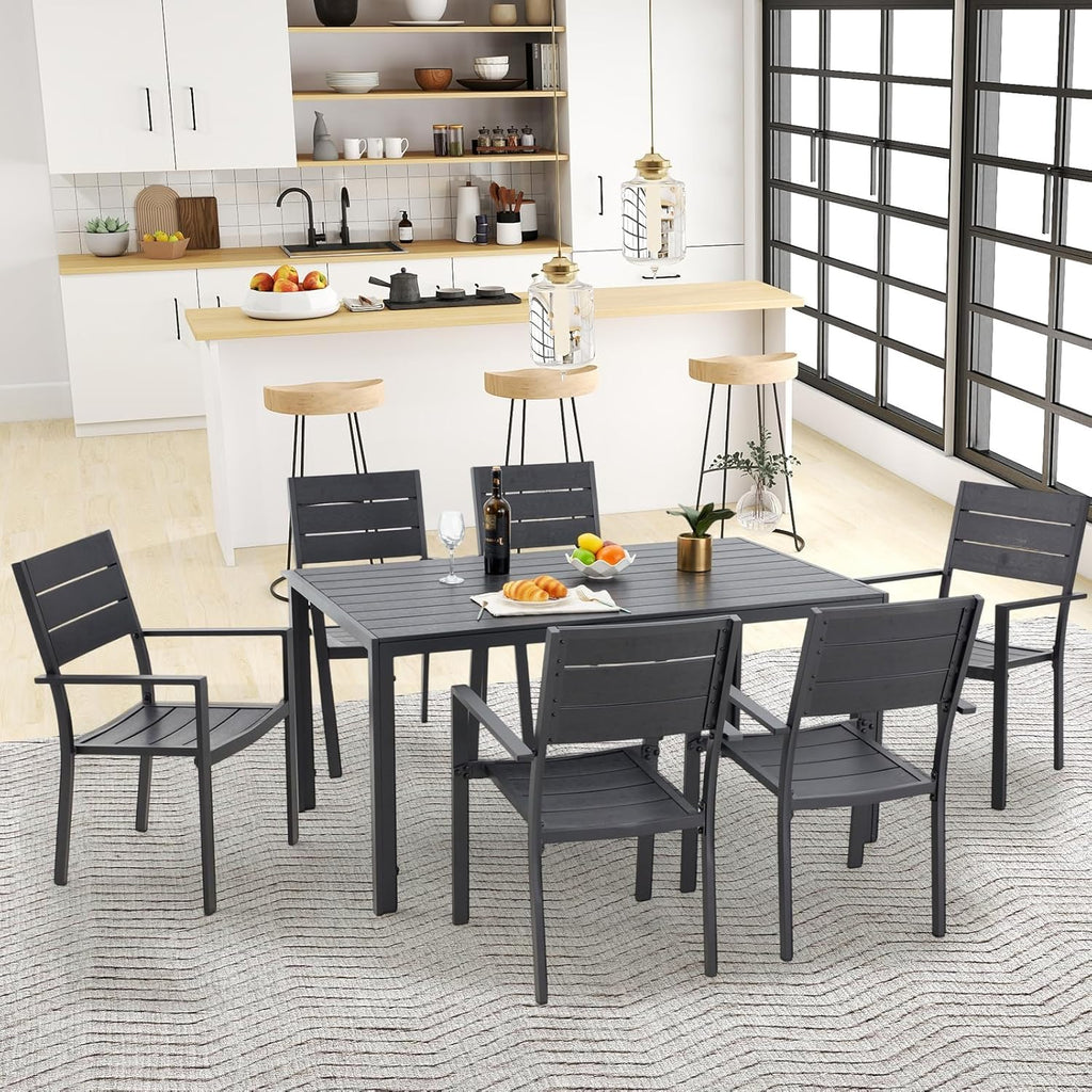 YODOLLA Dining Set, Patio 7 Piece Aluminum Patio Table and Chairs Setbest