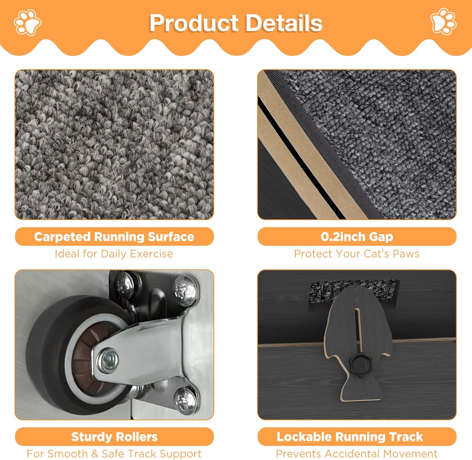 YODOLLA 39.3” Cat Wheel for Indoor Cats, Black