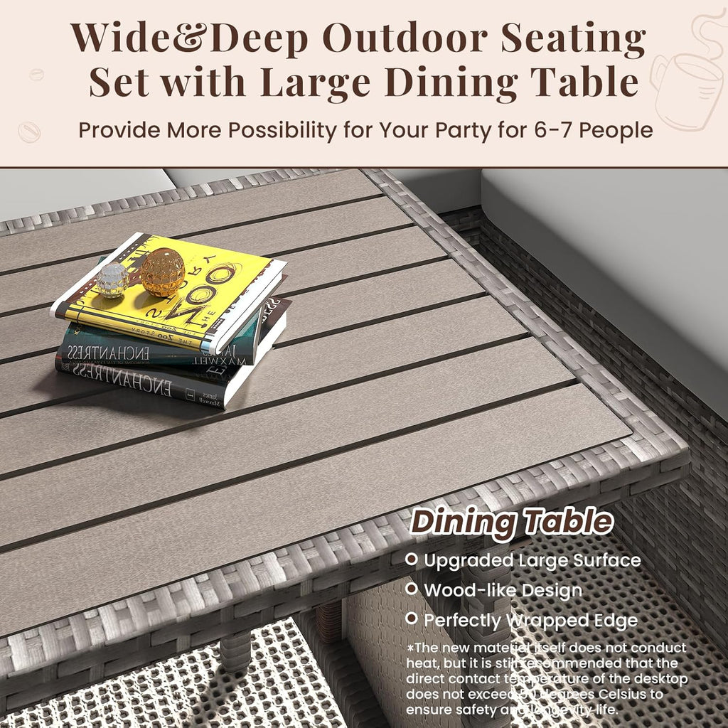 YODOLLA 7 Pieces Outdoor Wicker Rattan Furniture Set, Graybest