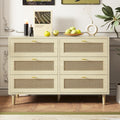 YODOLLA Wicker Dresser 6 Drawer Rattan Dresser, Natural Woodbest