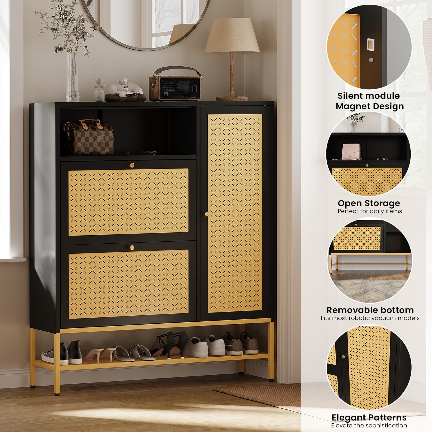 YODOLLA Shoe Storage Cabinet with 2 Flip Drawers Hidden Shoe Organizerbest