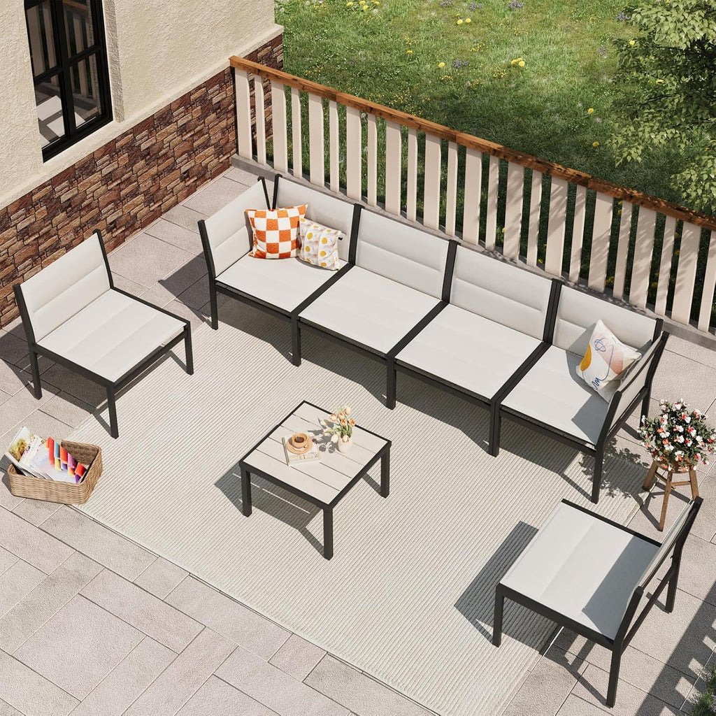 YODOLLA 7-Pc Sectional Patio Set Textilene Fabric, Off-Whitebest