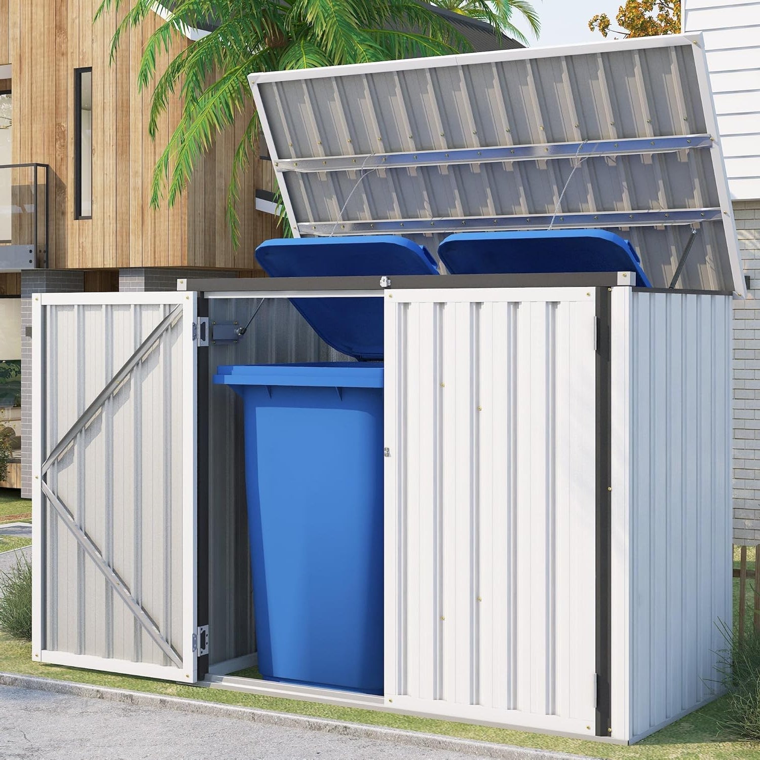 YODOLLA 46 Cu.Ft Outdoor Horizontal Storage Shed, Whitebest