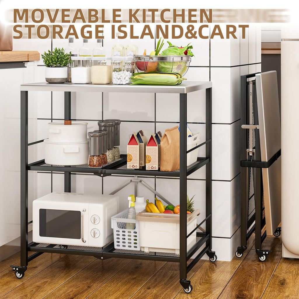 YODOLLA Stainless Pizza Oven Table with 2 Lock Casters, Silverbest