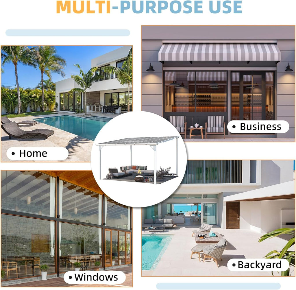 YODOLLA 12' x 12' Large Outdoor Wall Mounted Gazebos, White