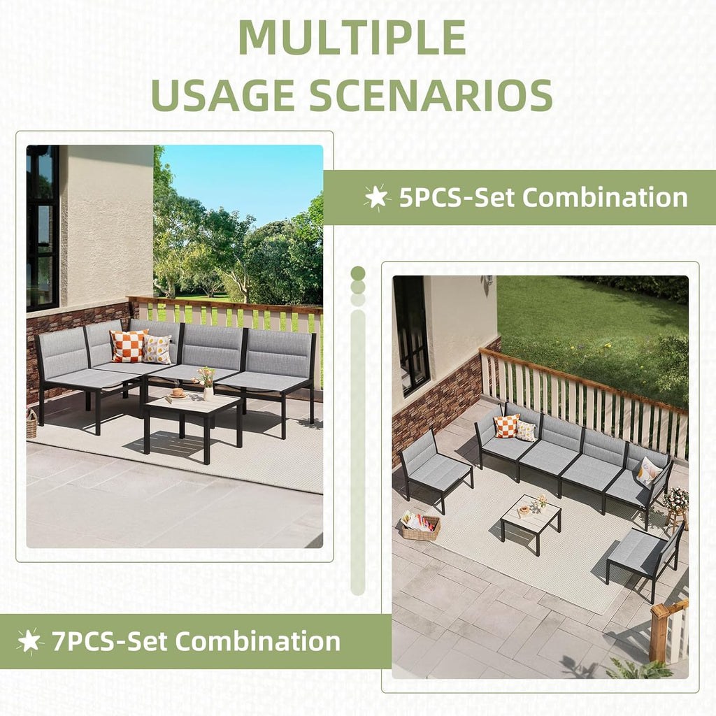 YODOLLA 7-Pc Sectional Patio Set Textilene Fabric, Dark Greybest
