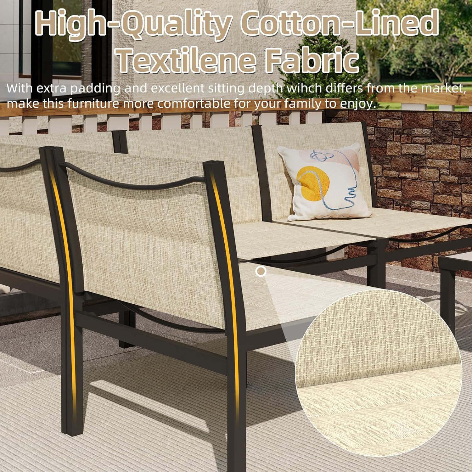 YODOLLA 7-Pc Sectional Patio Set Textilene Fabric, Yellowbest