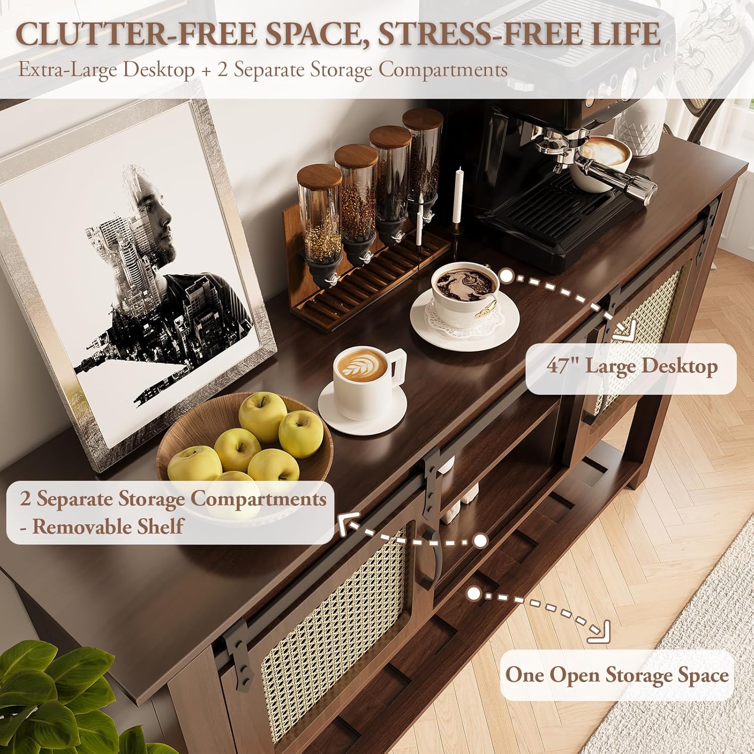 YODOLLA 47'' Buffet Cabinet, Coffee Bar Storage Cabinetbest