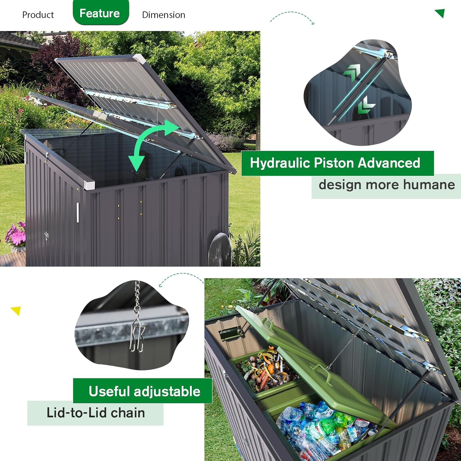 YODOLLA 46 Cu.Ft Outdoor Horizontal Storage Shed, Dark Greybest