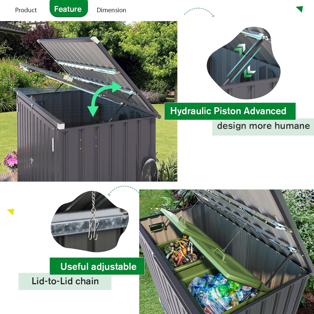 YODOLLA 46 Cu.Ft Outdoor Horizontal Storage Shed, Dark Grey