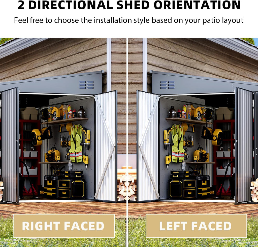 YODOLLA 8x10 Lean-to Shed, Outdoor Storage Shed, Dark Gray