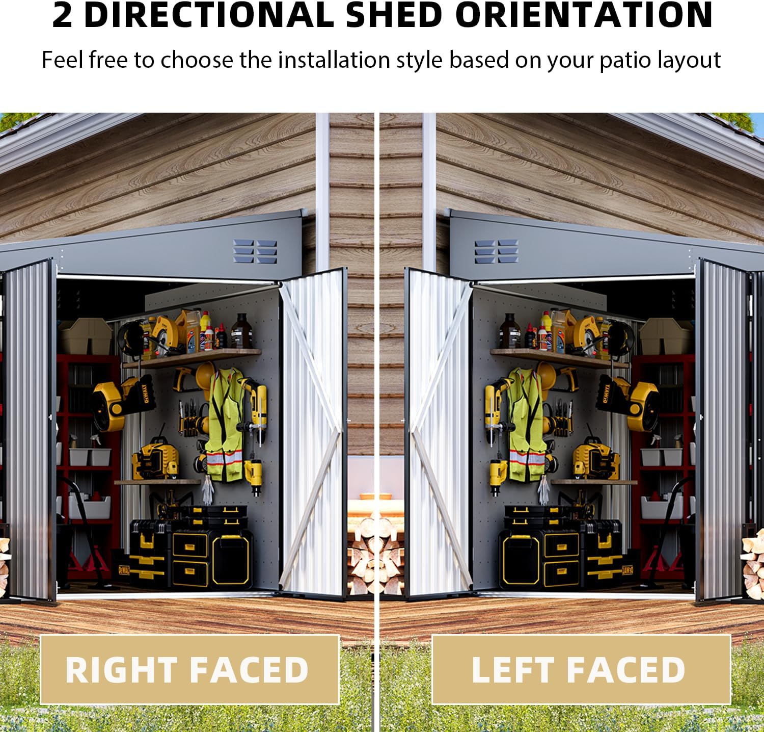 YODOLLA 8x10 Lean-to Shed, Outdoor Storage Shed, Dark Gray