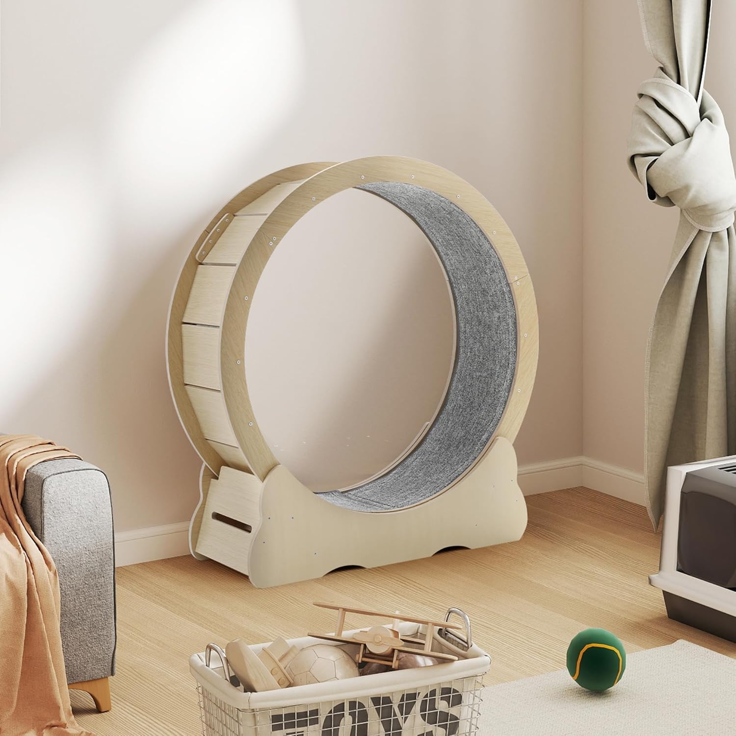 YODOLLA 43.3” Cat Exercise Running Wheel, Natural