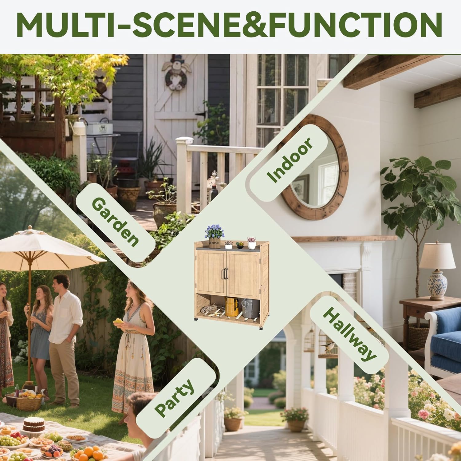 YODOLLA Potting Bench, Outdoor Wooden Storage Cabinet with Adjustable Shelfbest