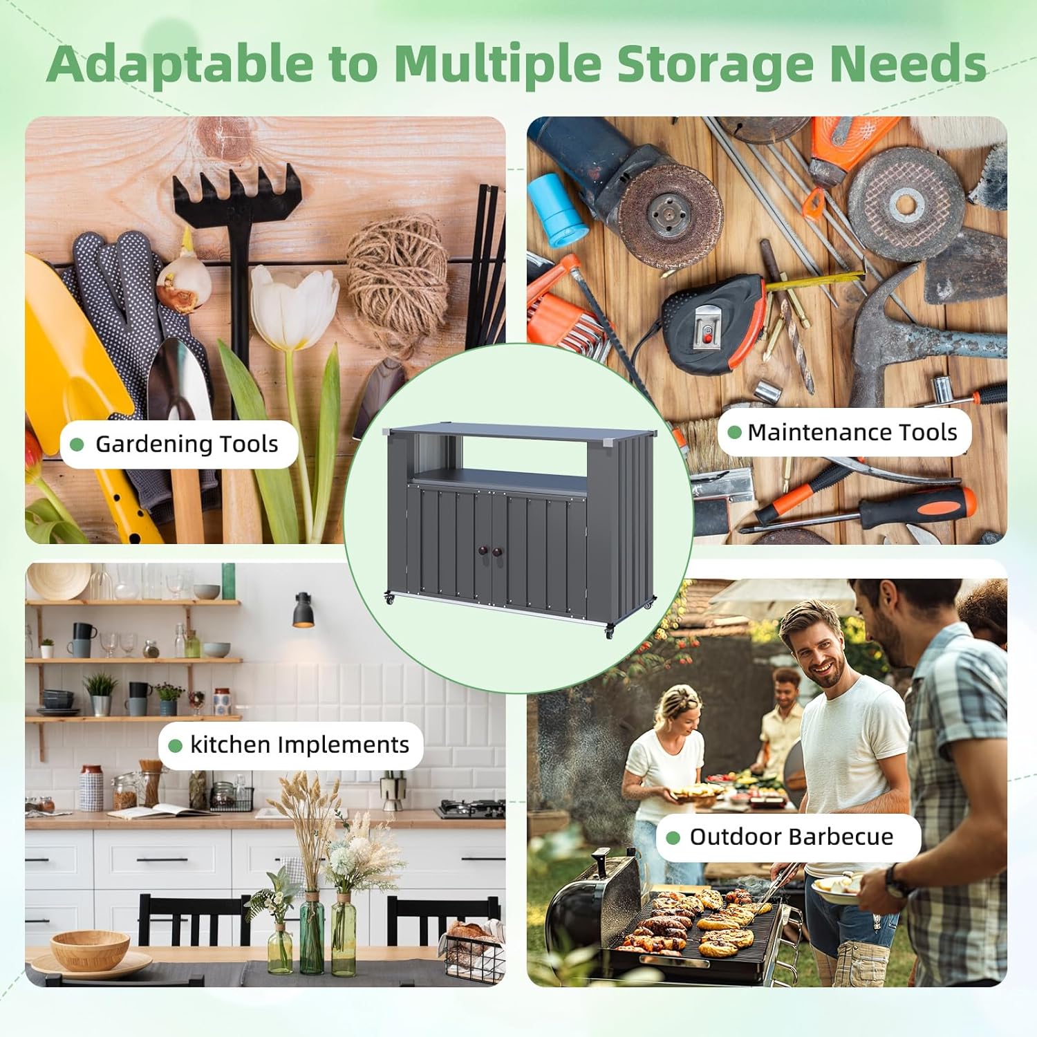 YODOLLA Outdoor Grill Table with Storage Cabinet Weatherproof, Dark Gray