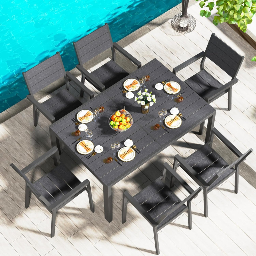 YODOLLA Dining Set, Patio 7 Piece Aluminum Patio Table and Chairs Setbest