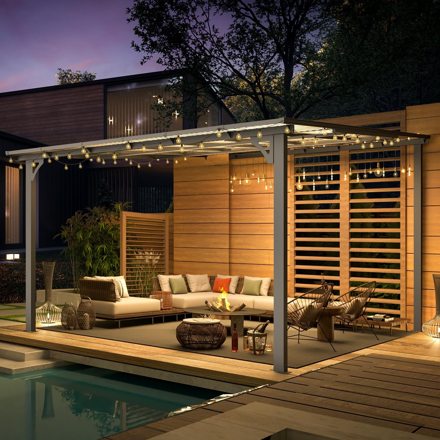 YODOLLA 12' x 12' Large Outdoor Wall Mounted Gazebos