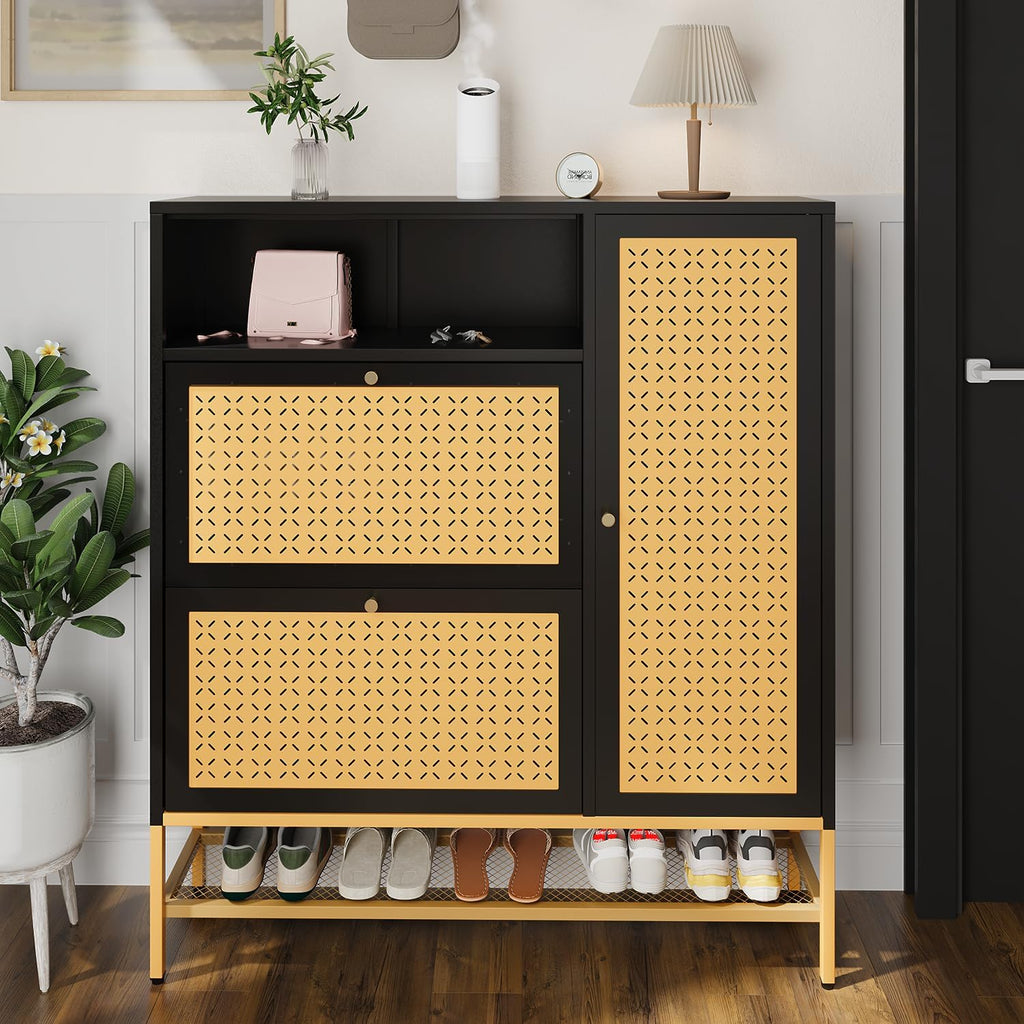 YODOLLA Shoe Storage Cabinet with 2 Flip Drawers Hidden Shoe Organizerbest