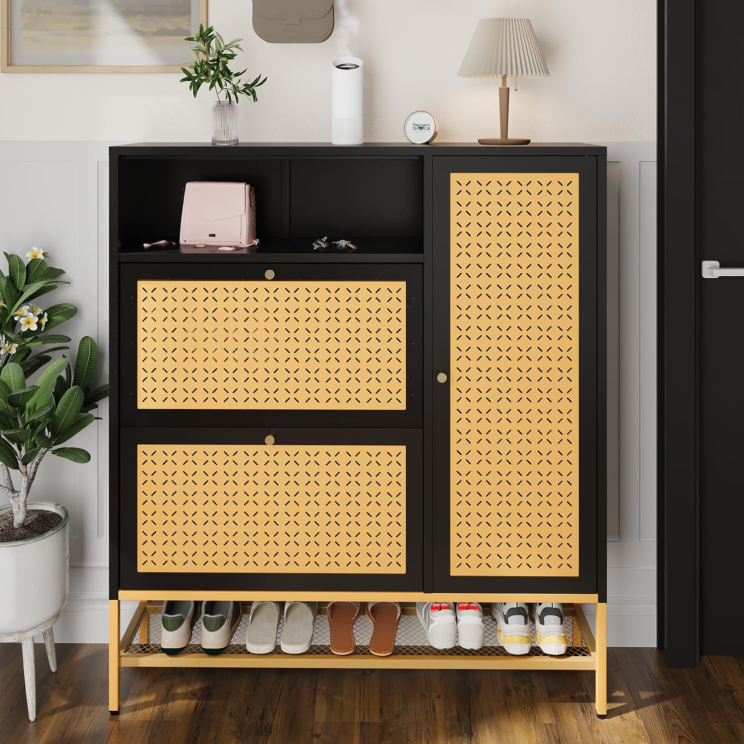 YODOLLA Shoe Storage Cabinet with 2 Flip Drawers Hidden Shoe Organizerbest