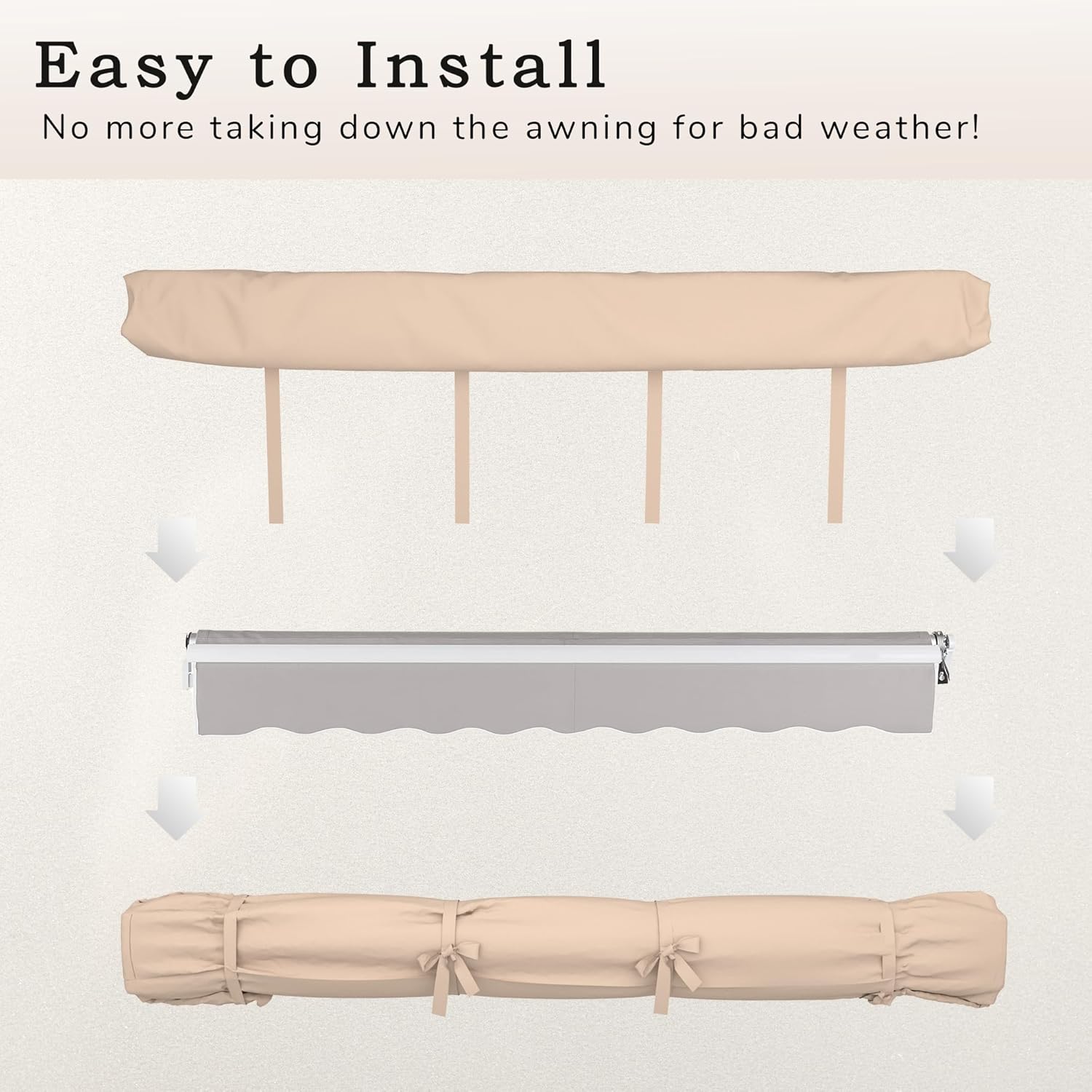 YODOLLA Storage Bag for 13' Wide Awnings for Patio, Beige