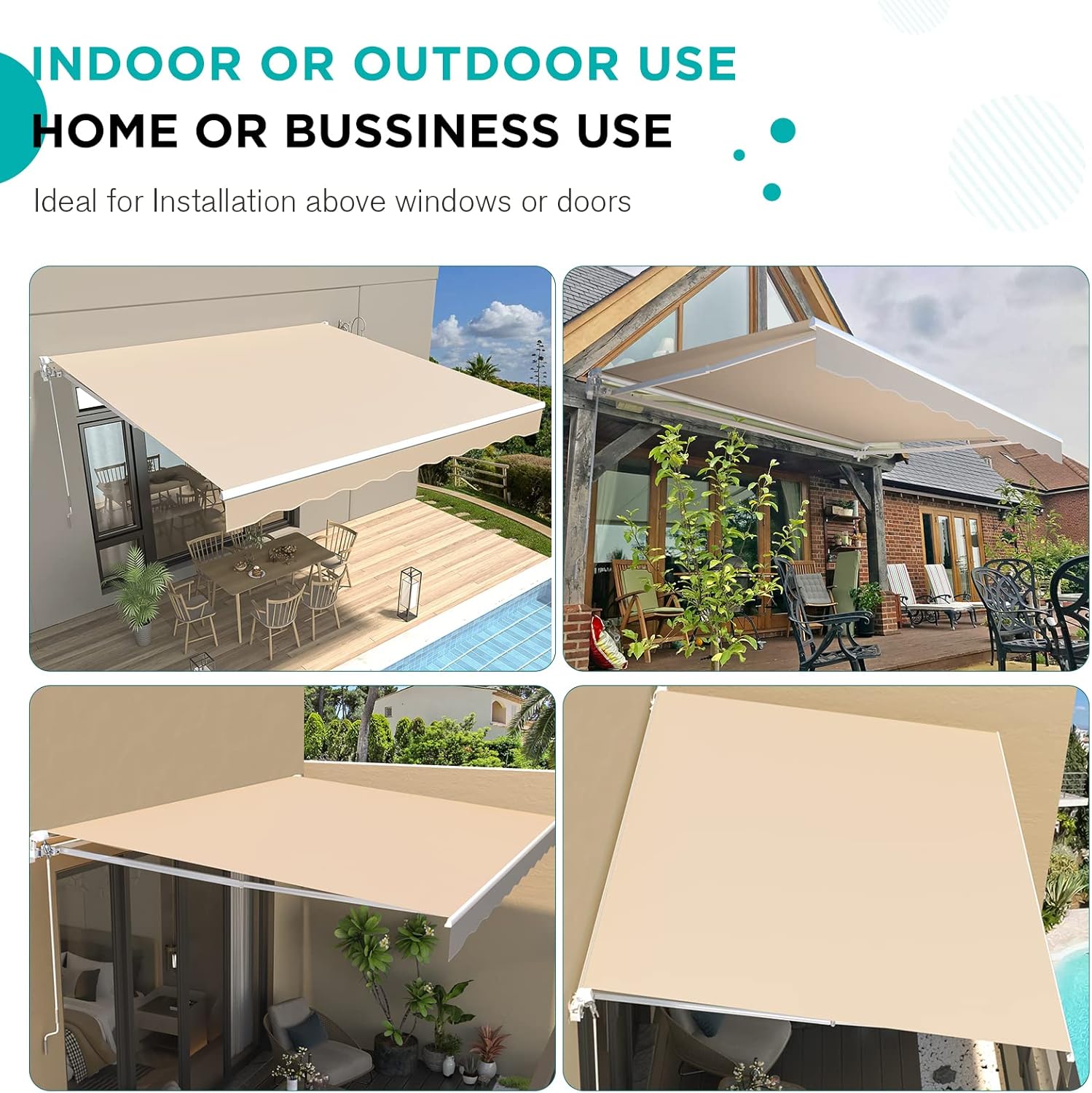 YODOLLA 14'×10' Manual Retractable Awning Sun Shade Patio