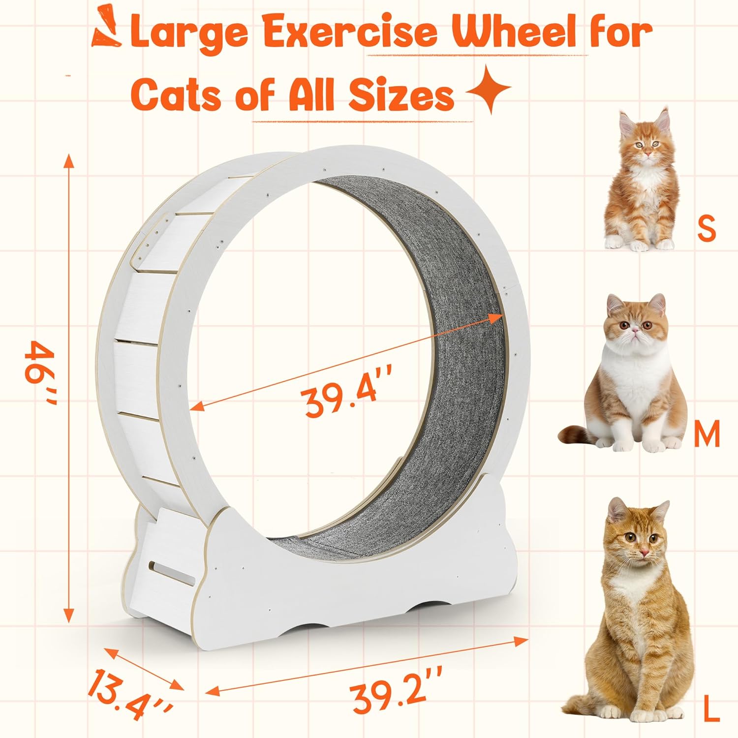 YODOLLA 43.3” Cat Exercise Running Wheel, White