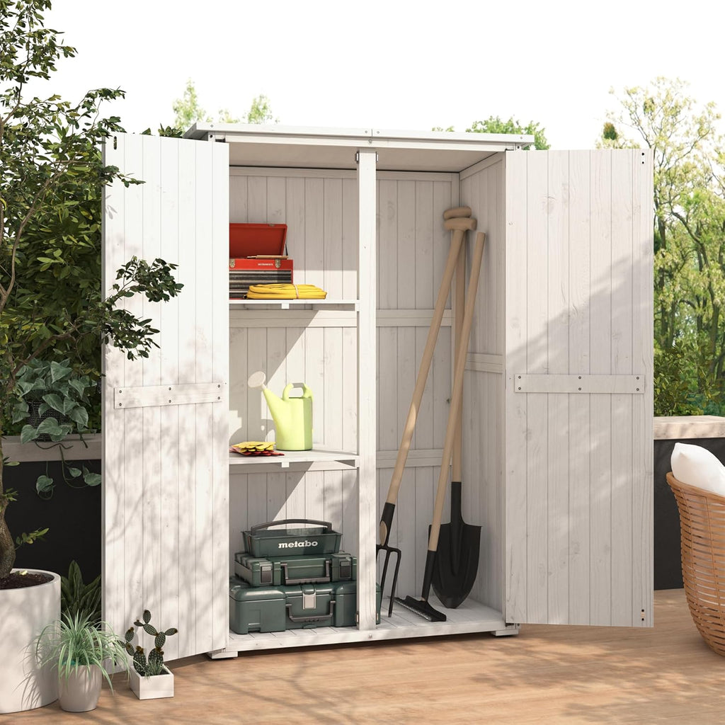 YODOLLA Outdoor Storage Shed with Waterproof Roof, Gray&White