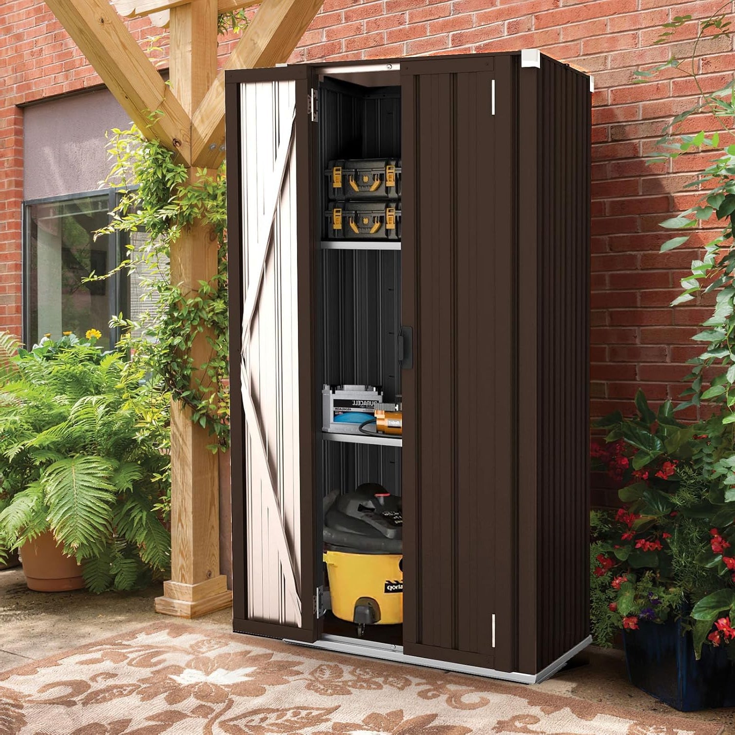 YODOLLA Vertical Garden Storage Shed, Brown