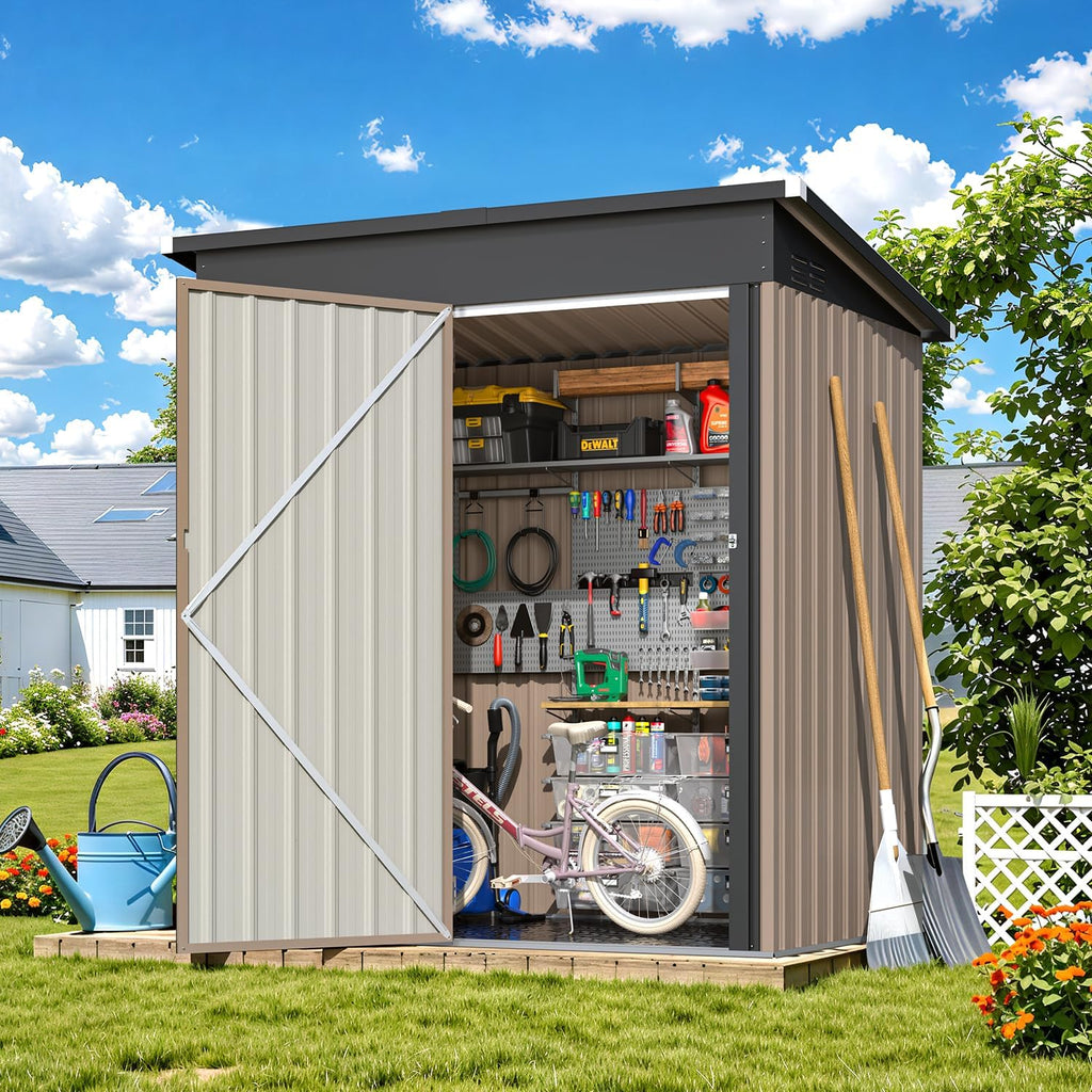 YODOLLA 5'x3' Outdoor Storage Shed with Floor Base