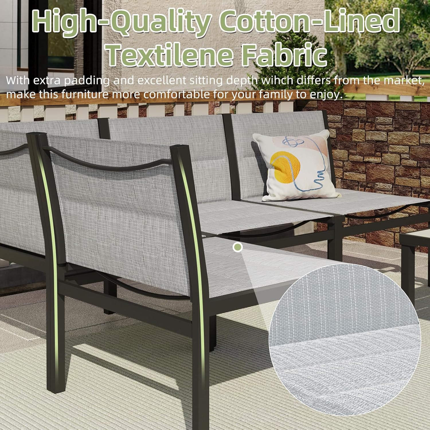 YODOLLA 7-Pc Sectional Patio Set Textilene Fabric, Dark Greybest