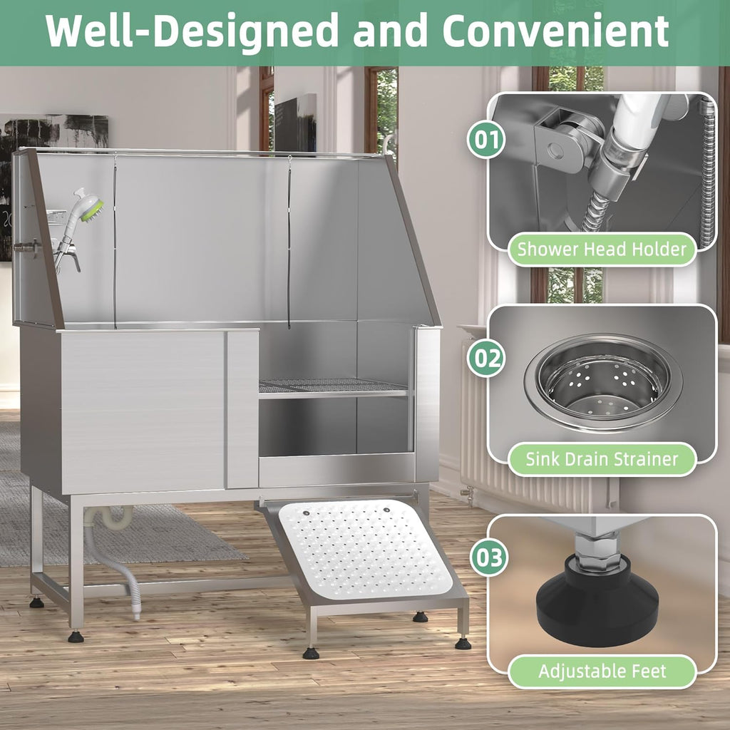 YODOLLA Professional Stainless Steel Dog Washing Station for Large