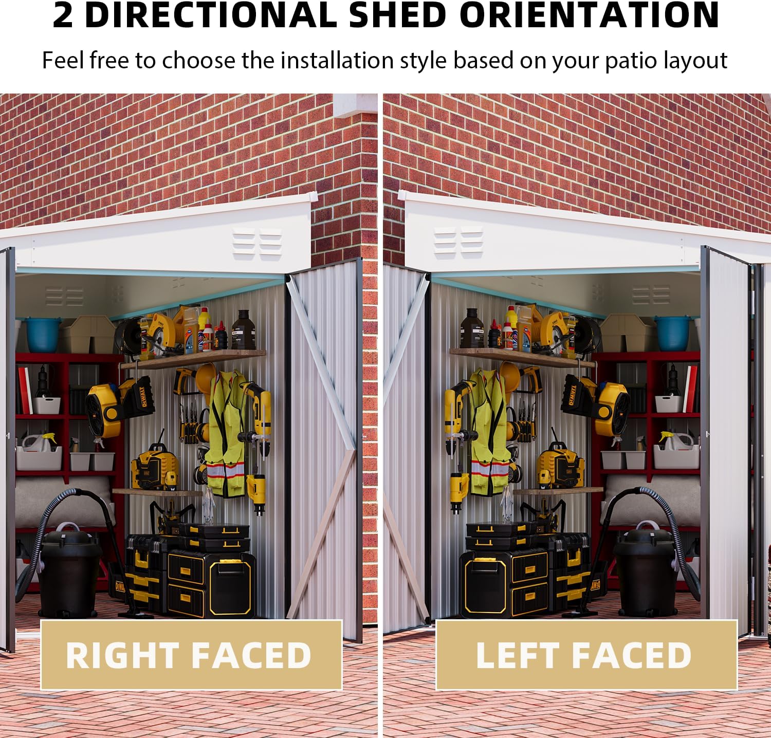 YODOLLA 8x10 Lean-to Shed, Outdoor Storage Shed, White