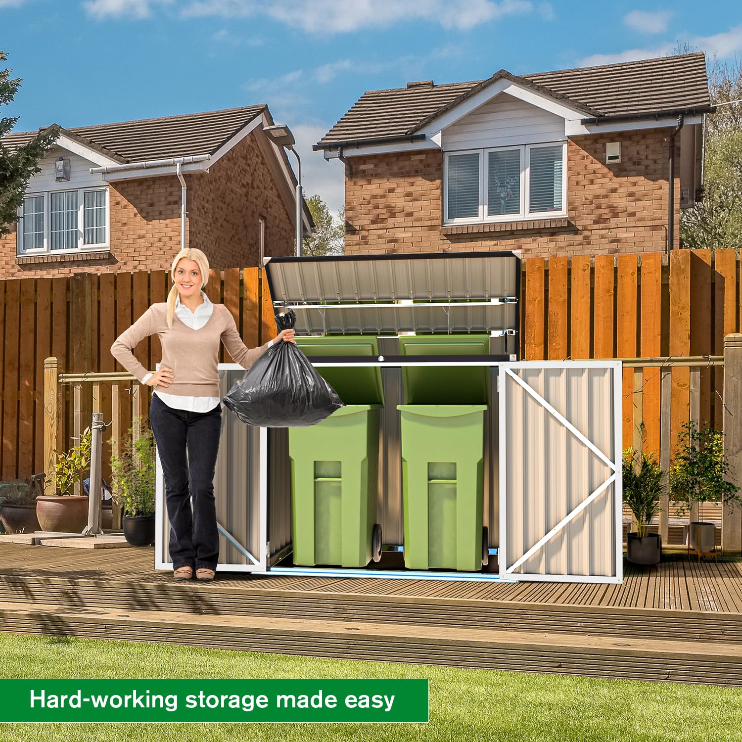 YODOLLA 46 Cu.Ft Outdoor Horizontal Storage Shed, White