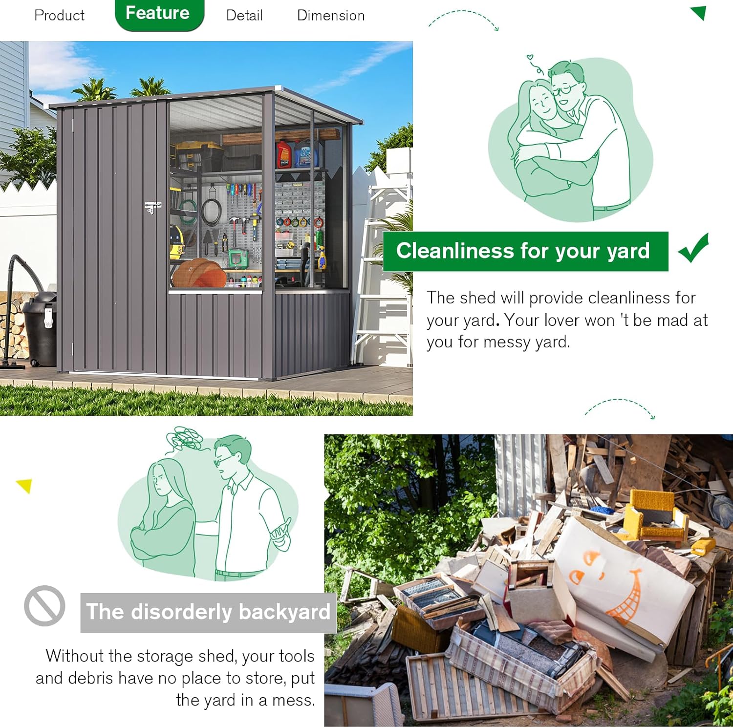 YODOLLA 5x5 FT Storage Shed, Metal Sheds & Outdoor Storage