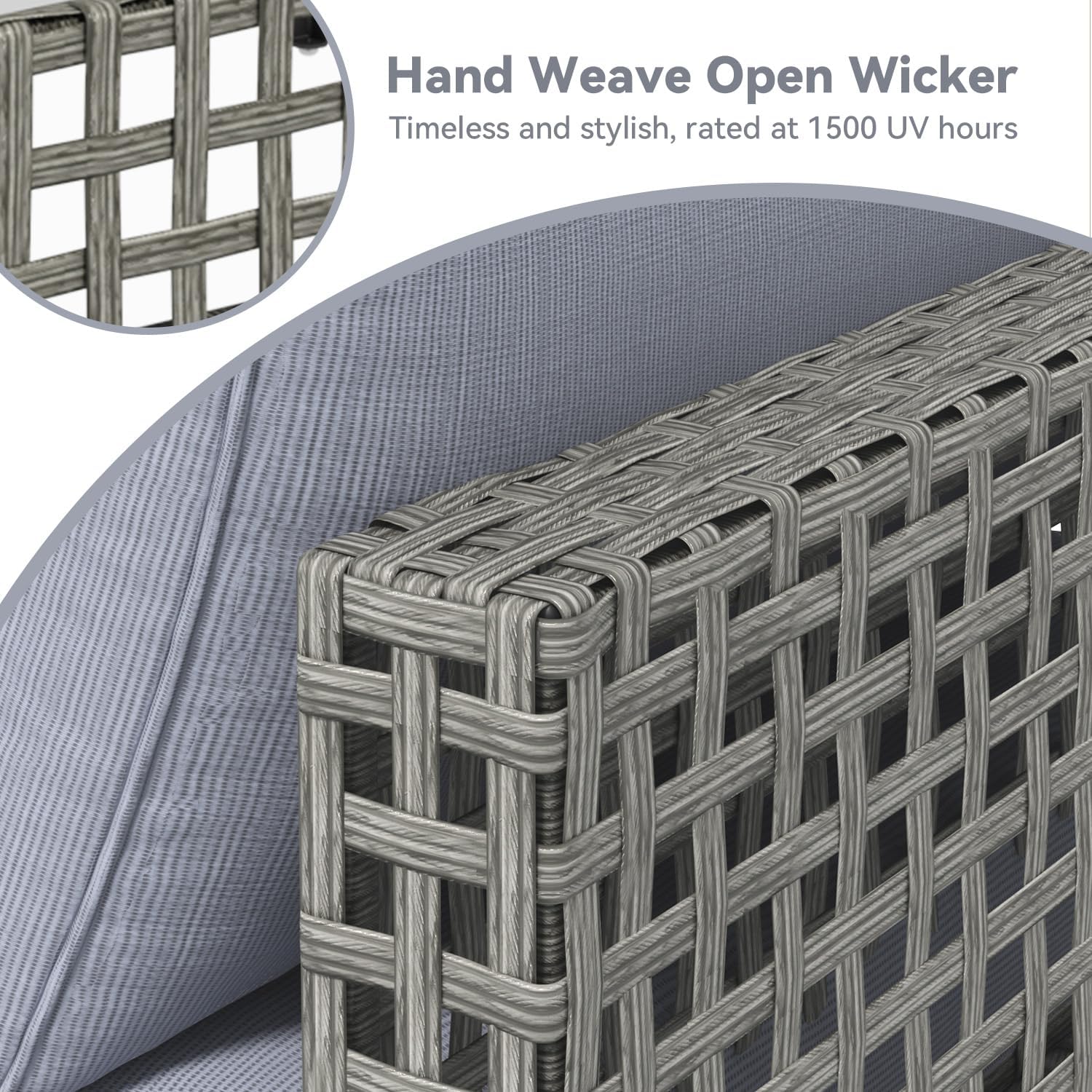 YODOLLA 7-Piece Outdoor Sofa Set, Grey Rattan & Blue Cushionsbest