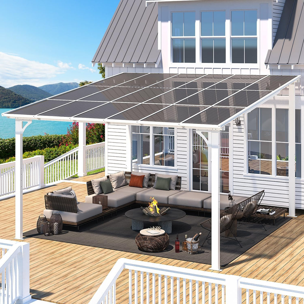 YODOLLA 12' x 12' Large Outdoor Wall Mounted Gazebos, White